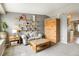 Bright living room with open shelving, natural wood accents and neutral paint at 331 Chelsea St, Castle Rock, CO 80104