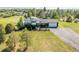 Scenic aerial view of a home with a well-manicured lawn and mature trees in a peaceful setting at 9232 N Surrey Dr, Castle Rock, CO 80108