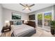 Comfortable bedroom featuring a king-size bed, a TV, and access to a private outdoor patio at 3090 W 107 Pl # F, Westminster, CO 80031