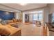 Bright, open living room with a comfortable sectional and hardwood floors, blending style and comfort at 4921 Beach Ct, Denver, CO 80221