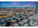 An aerial view of the neighborhood during twilight at 1438 Little Raven St # 301, Denver, CO 80202