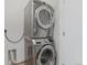 Efficient laundry area features a stacked, silver washer and dryer for convenience and space-saving at 2815 W 52Nd Ave, Denver, CO 80221