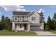 Charming two-story home boasts a blend of modern design and traditional architecture, showcasing stone accents and a welcoming front porch at 2185 S Gold Bug Ct, Aurora, CO 80018