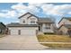 Charming two-story home featuring a covered front porch, stone accents, and a spacious two car garage at 5826 Sunburst Ave, Firestone, CO 80504