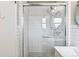 Updated shower with subway tile and glass enclosure at 6087 S Westview St, Littleton, CO 80120