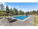 Backyard pool and lounge area, surrounded by trees and offering a tranquil space at 9505 Poundstone Pl, Greenwood Village, CO 80111