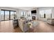 Bright living room featuring a fireplace, hardwood floors, comfortable seating, and views of the outdoors at 15322 Irving Ct, Broomfield, CO 80023