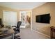 Functional home office space, perfect for remote work or study, featuring a neutral palette at 19815 E Progress Ln, Centennial, CO 80015