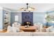 Stylish living room featuring hardwood floors, accent wall and fireplace at 2626 Tennyson St, Denver, CO 80212