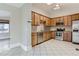 Well-lit kitchen with stainless steel appliances, granite countertops, and tiled backsplash at 1839 Grove St, Denver, CO 80204