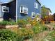 Private backyard with raised garden beds and vibrant flowers, perfect for outdoor enjoyment at 11899 Elizabeth Cir, Thornton, CO 80233