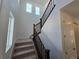 Bright staircase with carpeted steps, wood railing, and ample natural light streaming in from the windows at 8820 Whiteclover St, Littleton, CO 80125