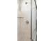 The glass shower features chrome fixtures, tiled walls, and a corner shelf at 764 N Tempe St, Aurora, CO 80018