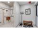 Accessible bathroom with shower and scale at 130 N Pearl St # 404, Denver, CO 80203