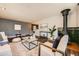 Comfortable living room offering hardwood floors, neutral wall paint, and vintage fireplace with adjacent seating at 2942 Chase St, Wheat Ridge, CO 80214