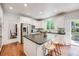 Modern kitchen featuring a kitchen island with seating, stainless steel appliances, and wood floors at 1274 Meyerwood Ln, Highlands Ranch, CO 80129