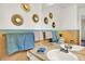 Bathroom featuring double sinks, a framed mirror, and retro decor at 400 S Hoyt St, Lakewood, CO 80226