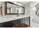 Elegant bathroom with double sink vanity, granite countertop, and modern fixtures at 1165 N Pennsylvania St # G2, Denver, CO 80203