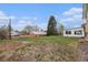 Spacious backyard with green grass, a shed, mature trees, and an area ready for landscaping at 1010 Kennedy Dr, Westminster, CO 80234