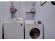 Well-equipped laundry room featuring a modern Samsung washer and dryer set and wire shelving for organized storage at 6722 S Winnipeg Cir # 102, Aurora, CO 80016