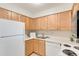 Well-maintained kitchen with wooden cabinets, white appliances, and ample counter space at 12053 E Harvard Ave # 107, Aurora, CO 80014