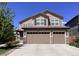 Beautiful two-story home featuring a two-car garage, stone accents, and neutral color palette at 12627 Fisher Dr, Englewood, CO 80112