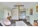 Bright, stylishly decorated interior of the shed, perfect for a home office or studio space at 12821 W 60Th Ave, Arvada, CO 80004