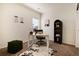 This office features a white desk, decorative rug and mossy stool at 7222 Aspen Brook Ave, Frederick, CO 80530