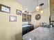 Stylish bar area boasts granite countertops, custom cabinetry, and unique pendant lighting at 5753 S Kittredge St, Centennial, CO 80015