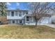 Charming two-story home featuring blue siding, white shutters, and a well-maintained front yard at 3112 S Independence Ct, Lakewood, CO 80227