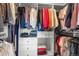 Walk-in closet provides ample storage with shelving and hanging racks at 19064 E Oak Creek Way, Parker, CO 80134
