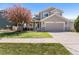 Charming home with a two car garage, neutral paint, and lush landscaping at 19064 E Oak Creek Way, Parker, CO 80134