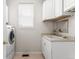 Functional laundry room with a washing machine, sink, and ample storage space at 19064 E Oak Creek Way, Parker, CO 80134