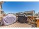 Outdoor deck overlooking the neighborhood with space for grilling and outdoor entertaining at 5758 Echo Park Cir, Castle Rock, CO 80104