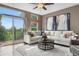 Bright living room with large windows, patio access and comfortable furnishings at 8922 S Tuscany Ln, Highlands Ranch, CO 80130