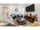 Inviting living room featuring stylish furnishings, a mounted television, and a warm atmosphere at 23936 E River Front Dr, Aurora, CO 80019