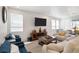 Comfortable living room with ample seating, a large TV, and plenty of natural light at 23936 E River Front Dr, Aurora, CO 80019