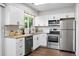 Modern kitchen featuring stainless steel appliances, white cabinets, and a butcher block countertop at 2113 Coronado Pkwy # B, Denver, CO 80229