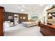 Spacious main bedroom featuring vaulted ceilings, ensuite bath, and a calming color scheme at 10601 E Crestline Ave, Englewood, CO 80111