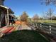 A beautiful backyard with a porch, lush grass, and a view of the community park at 3080 Madison Ln, Broomfield, CO 80023