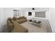 Finished basement featuring a large sofa, rug, movie screen and projector ready for entertainment at 3751 W 136Th Ave # L1, Broomfield, CO 80023