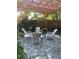 Stone back patio area with pergola, seating area and lush landscaping at 6361 S Spotswood Cir, Littleton, CO 80120