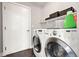 Functional laundry room with modern washer and dryer and ample storage space at 5562 Gibraltar St, Denver, CO 80249