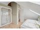 Bright bathroom with a soaking tub, walk-in shower, and neutral tile flooring at 22081 Paradise Cir, Golden, CO 80401