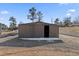 A large outbuilding with a gravel base sits ready to store equipment or serve as a workshop at 9630 N Surrey Dr, Castle Rock, CO 80108