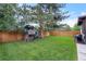 Lush backyard featuring a treehouse, mature tree, and a well-maintained lawn at 1157 Jersey St, Denver, CO 80220