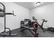 Home gym featuring modern workout equipment, weights and a sleek peloton bike at 1157 Jersey St, Denver, CO 80220