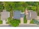Aerial view showcases a well-maintained home with a large backyard, patio area, and mature trees at 6839 S Niagara Ct, Centennial, CO 80112