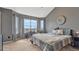 Bedroom featuring large windows, a gray color scheme, and a comfortable bed at 16184 Gold Creek Dr, Monument, CO 80132