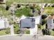 Bird's-eye view showcases the well-maintained yard, mature landscaping, and inviting outdoor patio area at 7060 S Windsor St, Littleton, CO 80128